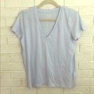 J. Crew Baby Blue V-Neck Cotton Tee